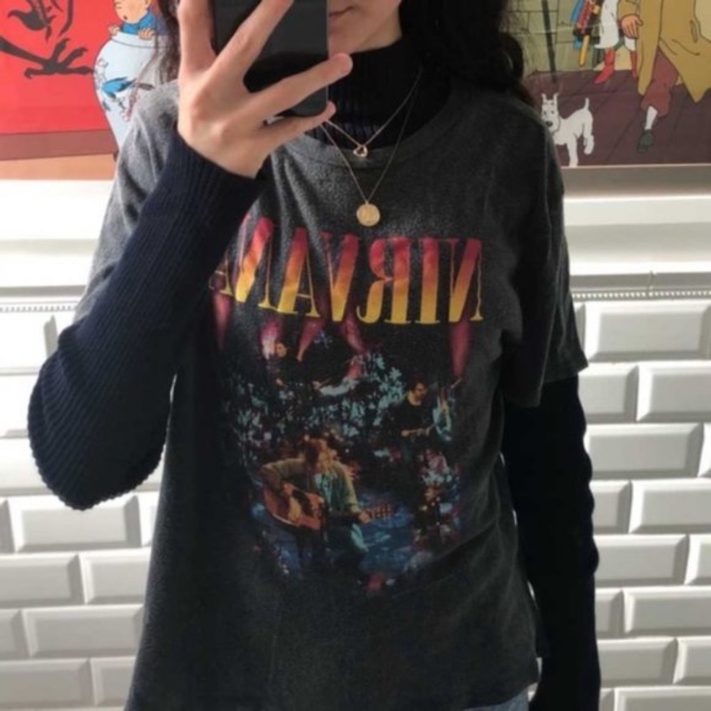 Nirvana vintage style black Oversized graphic tee - Picture 3 of 7